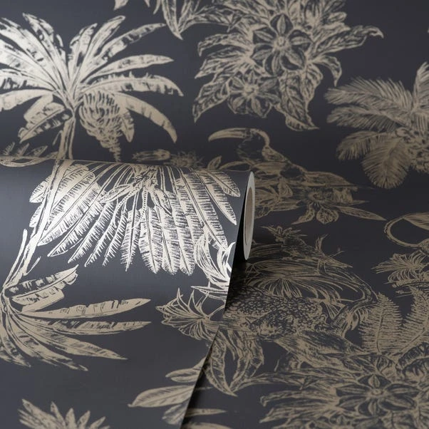 Dunelm Amazonia Gold And Charcoal Wallpaper 4 Dunelm Amazonia Gold And Charcoal Wallpaper - Image 2