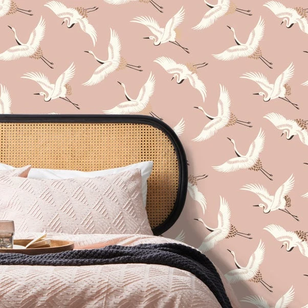 Dunelm Flying Cranes Blush Wallpaper 3 Dunelm Flying Cranes Blush Wallpaper