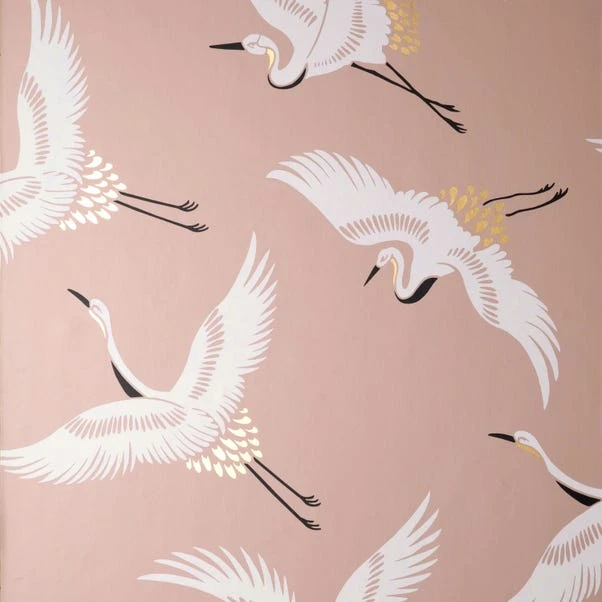 Dunelm Flying Cranes Blush Wallpaper 4 Dunelm Flying Cranes Blush Wallpaper - Image 2