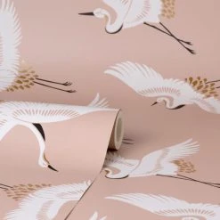 Dunelm Flying Cranes Blush Wallpaper 7 Dunelm Flying Cranes Blush Wallpaper -Furn Shop 30783052 alt02