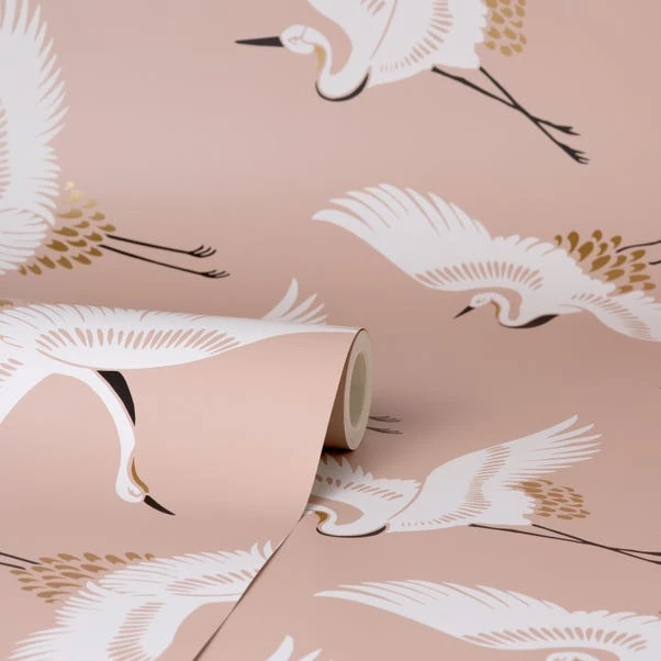 Dunelm Flying Cranes Blush Wallpaper 5 Dunelm Flying Cranes Blush Wallpaper - Image 3