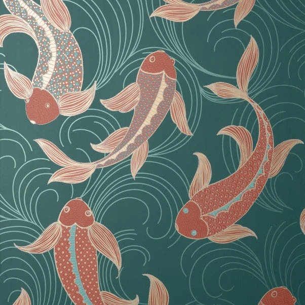 Dunelm Decorative Fish Peacock Wallpaper 4 Dunelm Decorative Fish Peacock Wallpaper - Image 2