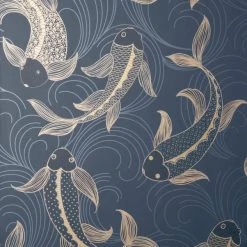 Dunelm Decorative Fish Navy Wallpaper -Furn Shop 30783059 alt01