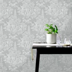 Dunelm Archive Pagoda Grey Wallpaper