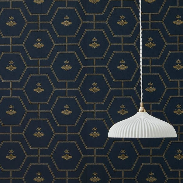Dorma Heritage Bee Navy Wallpaper 6 Dorma Heritage Bee Navy Wallpaper - Image 4