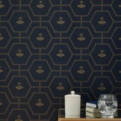 Dorma Heritage Bee Navy Wallpaper 11 Dorma Heritage Bee Navy Wallpaper -Furn Shop 30783078 alt04
