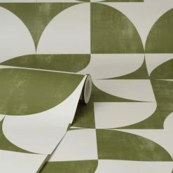 Elements Retro Geo Olive Wallpaper 9 Elements Retro Geo Olive Wallpaper -Furn Shop 30783101 alt02