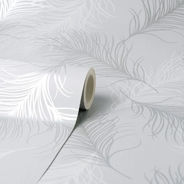 Dunelm Feather Silver Wallpaper 3 Dunelm Feather Silver Wallpaper