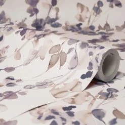 Dunelm Honesty Mauve Floral Wallpaper -Furn Shop 30783108 alt01