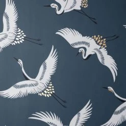 Dunelm Flying Cranes Navy Wallpaper -Furn Shop 30783156 alt01
