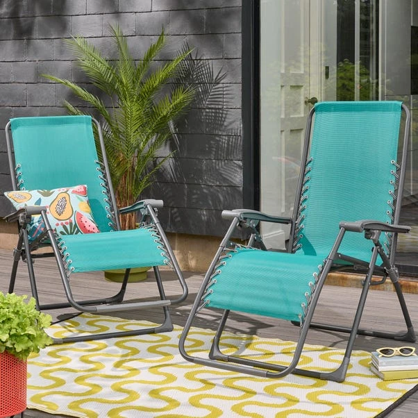 Dunelm Helsinki Lounger Teal Twin Pack 3 Dunelm Helsinki Lounger Teal Twin Pack