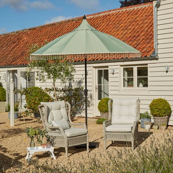 Dunelm Recycled Sage Green Carousel Parasol 2.7m 3 Dunelm Recycled Sage Green Carousel Parasol 2.7m