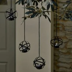 Dunelm Pack Of 4 Black LED Hanging Solar Tea Lights -Furn Shop 30792761 alt01