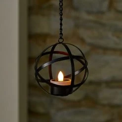 Dunelm Pack Of 4 Black LED Hanging Solar Tea Lights -Furn Shop 30792761 alt02