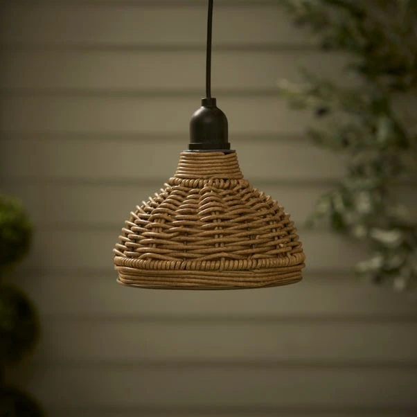Churchgate Grey Polyrattan Pendant Light Lamp Shade Solar D15cm 3 Churchgate Grey Polyrattan Pendant Light Lamp Shade Solar D15cm