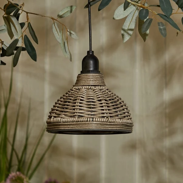 Churchgate Grey Polyrattan Pendant Light Lamp Shade Solar D15cm 4 Churchgate Grey Polyrattan Pendant Light Lamp Shade Solar D15cm - Image 2