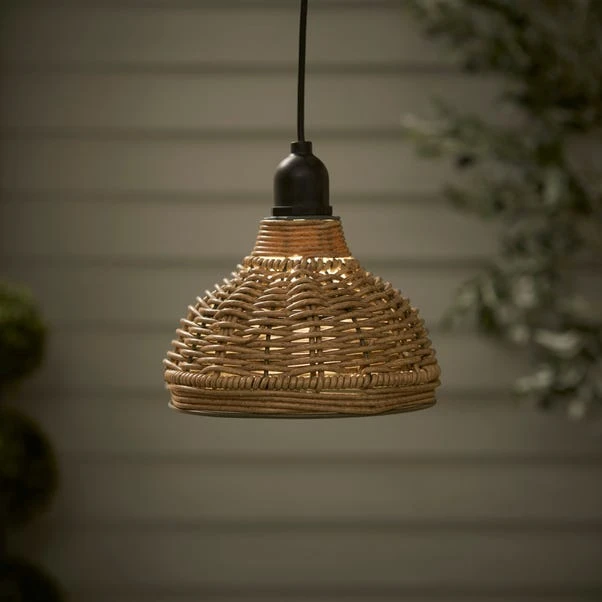 Churchgate Grey Polyrattan Pendant Light Lamp Shade Solar D15cm 5 Churchgate Grey Polyrattan Pendant Light Lamp Shade Solar D15cm - Image 3