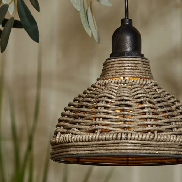 Churchgate Grey Polyrattan Pendant Light Lamp Shade Solar D15cm 6 Churchgate Grey Polyrattan Pendant Light Lamp Shade Solar D15cm - Image 4