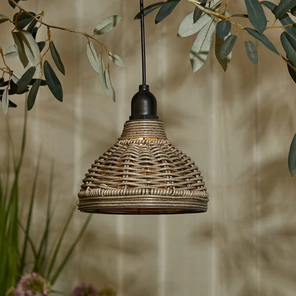 Churchgate Grey Polyrattan Pendant Light Lamp Shade Solar D15cm 8 Churchgate Grey Polyrattan Pendant Light Lamp Shade Solar D15cm - Image 6