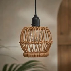 Dunelm San Marino Solar Rattan Woven Lamp Shade -Furn Shop 30792776 alt01