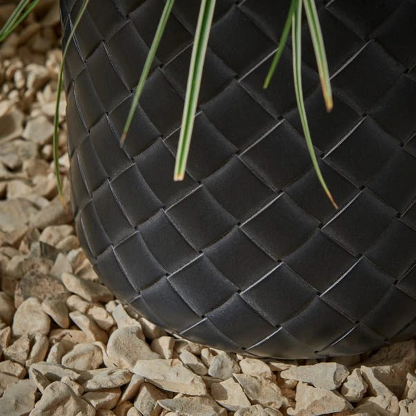 Dunelm Fibre Clay Black Chunky Weave Planter 4 Dunelm Fibre Clay Black Chunky Weave Planter - Image 2