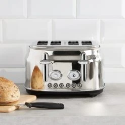 Dunelm Retro Stainless Steel 4 Slice Toaster