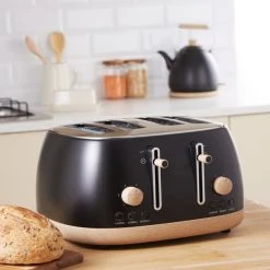 Dunelm Churchgate Matt Black 4 Slice Toaster