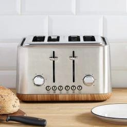 Dunelm Porary Brushed Stainless Steel 4 Slice Toaster