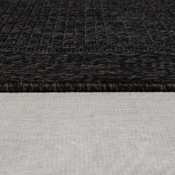 Dunelm Twill Jute Look Indoor Outdoor Black Rug 5 Dunelm Twill Jute Look Indoor Outdoor Black Rug - Image 3