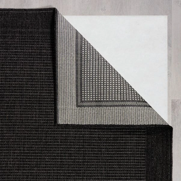 Dunelm Twill Jute Look Indoor Outdoor Black Rug 6 Dunelm Twill Jute Look Indoor Outdoor Black Rug - Image 4