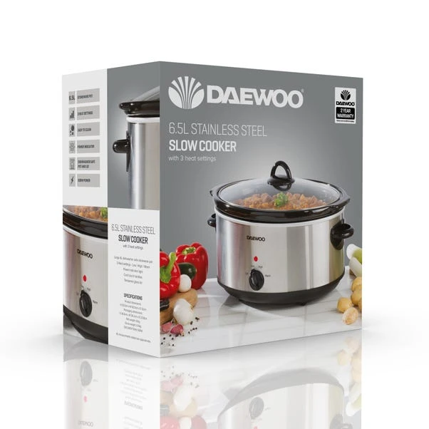 Daewoo 6.5L Stainless Steel Slow Cooker 4 Daewoo 6.5L Stainless Steel Slow Cooker - Image 2