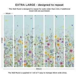 Dunelm Spring Flowers Duckegg Blue Mural -Furn Shop 30818426 alt03